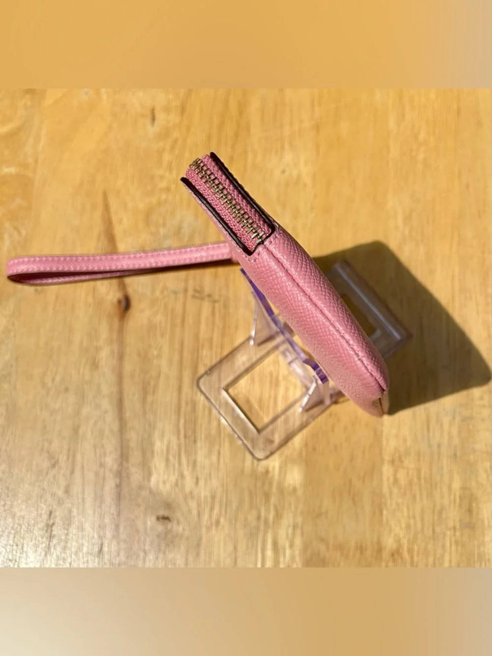 Coach Bubblegum Pink Leather Wristlet Corner Zip NWT - Picture 7 of 16